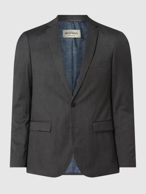 Angebote ? Montego Super Slim Fit 2-Knopf-Sakko Mit Stretch-Anteil – Anthrazit ? 1