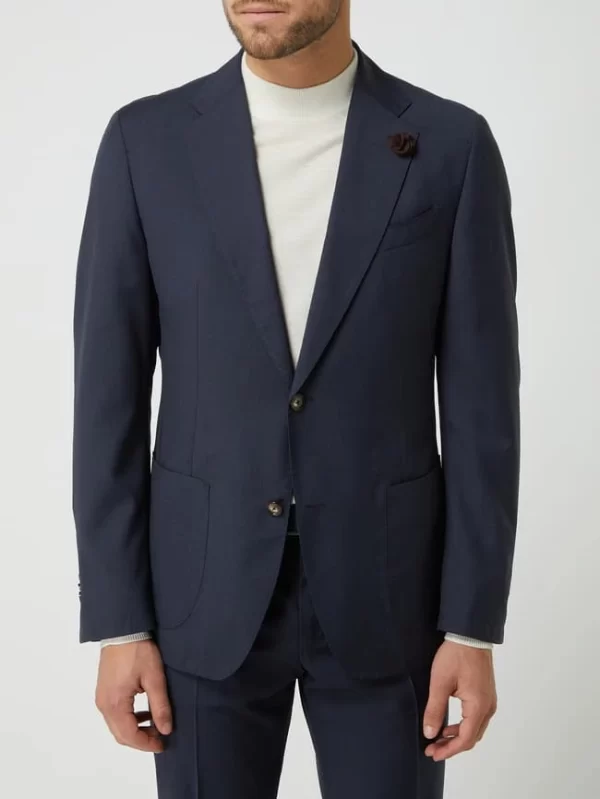 Brandneu ? Windsor Shaped Fit 2-Knopf-Sakko Aus Schurwolle Modell ‘Travel-W’ – Marineblau ? 5