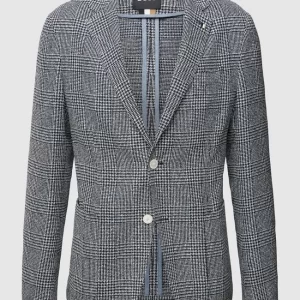Auslauf ? BOSS Slim Fit 2-Knopf-Sakko Mit Strukturmuster Modell ‘Hanry’ – Marineblau ? 9