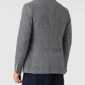 Auslauf ? BOSS Slim Fit 2-Knopf-Sakko Mit Strukturmuster Modell ‘Hanry’ – Marineblau ? 15