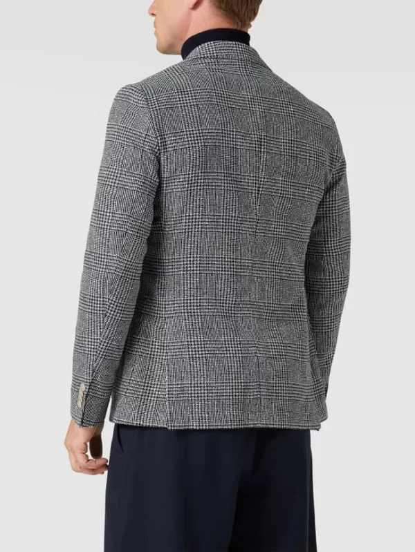 Auslauf ? BOSS Slim Fit 2-Knopf-Sakko Mit Strukturmuster Modell ‘Hanry’ – Marineblau ? 6