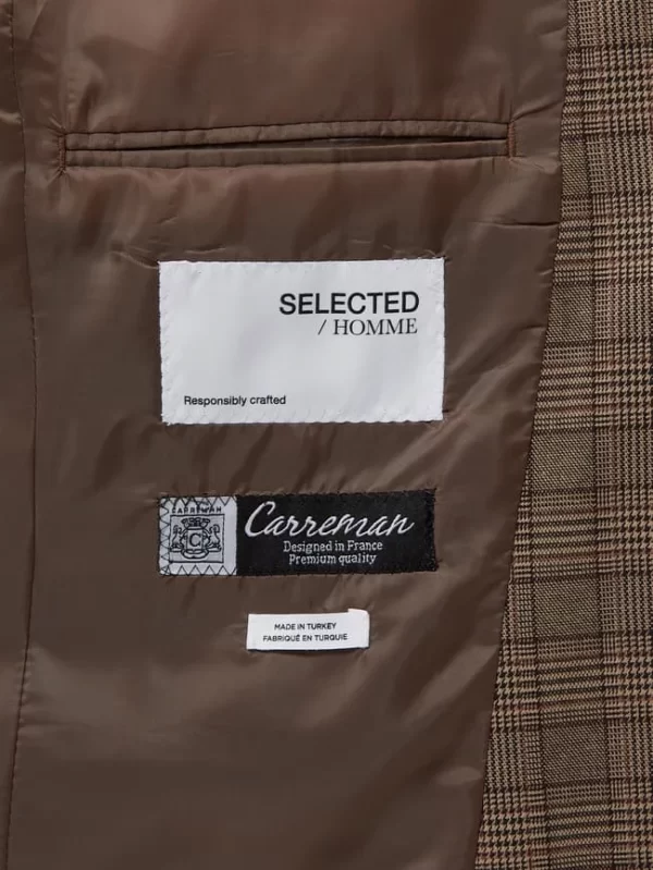 Rabatt ⌛ Selected Homme Slim Fit 2-Knopf-Sakko Mit Stretch-Anteil Modell ‘Logan’ – Mittelbraun ? 6