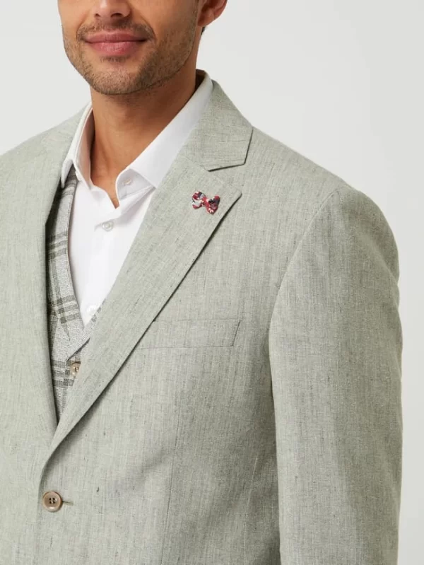 Aktion ? Atelier Torino Slim Fit 2-Knopf-Sakko Aus Baumwoll-Leinen-Mix Modell ‘Tito’ – Lindgrün ? 4