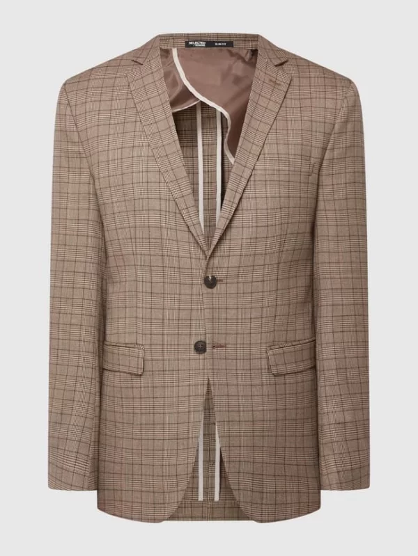 Rabatt ⌛ Selected Homme Slim Fit 2-Knopf-Sakko Mit Stretch-Anteil Modell ‘Logan’ – Mittelbraun ? 3