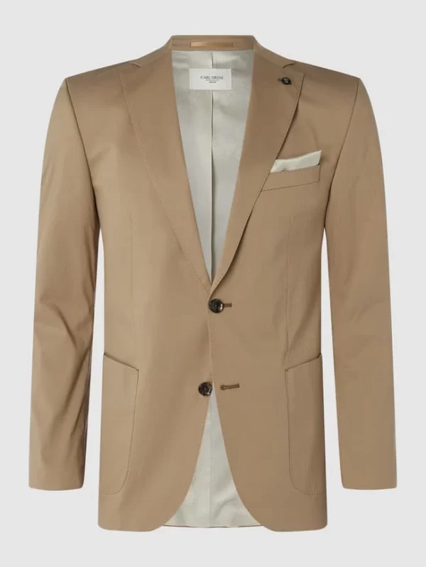 Schlussverkauf ? Carl Gross Modern Fit 2-Knopf-Sakko Mit Stretch-Anteil Modell ‘Sander’ – Beige ? 3