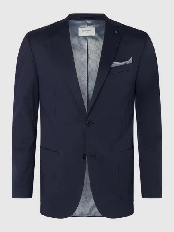 Angebote ? Carl Gross Modern Fit 2-Knopf-Sakko Mit Stretch-Anteil Modell ‘Sander’ – Marineblau ✨ 1