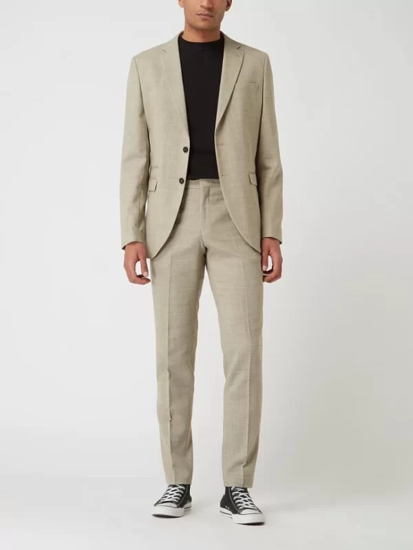 Schlussverkauf ? Selected Homme Slim Fit 2-Knopf-Sakko Mit Stretch-Anteil Modell ‘Oasis’ – Beige Meliert ? 1