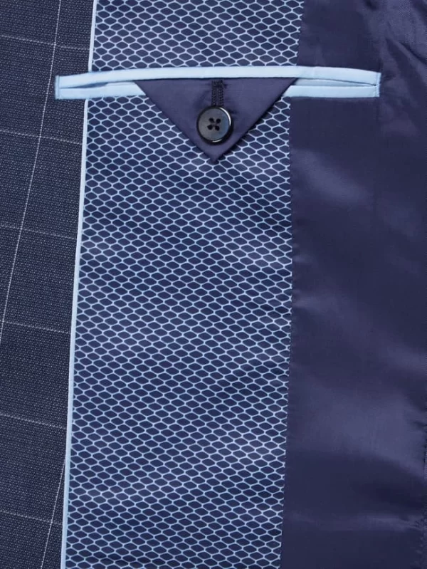 Blitzangebot ? MCNEAL Slim Fit 2-Knopf-Sakko Mit Gitterkaro Modell ‘Casper’ – Marineblau ? 7