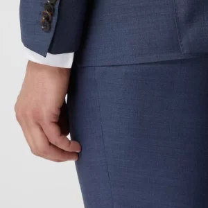 Auslauf ? Carl Gross Modern Fit 2-Knopf-Sakko Aus Schurwolle Modell ‘Steven’ – Rauchblau ? 19