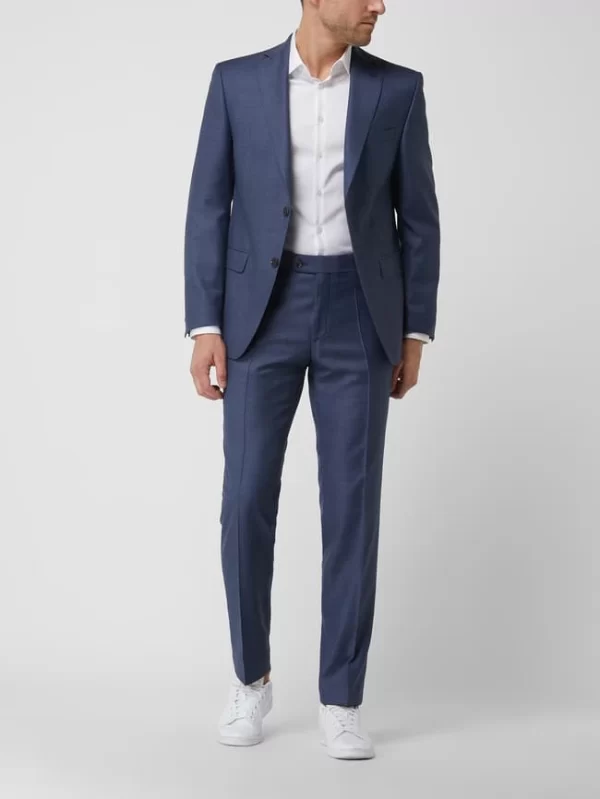 Auslauf ? Carl Gross Modern Fit 2-Knopf-Sakko Aus Schurwolle Modell ‘Steven’ – Rauchblau ? 1