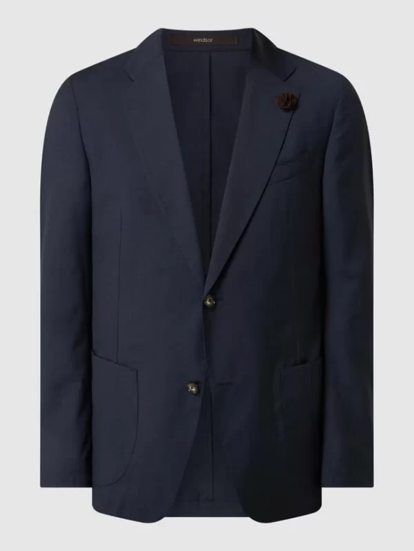 Brandneu ? Windsor Shaped Fit 2-Knopf-Sakko Aus Schurwolle Modell ‘Travel-W’ – Marineblau ? 3