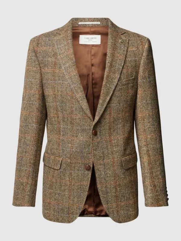 Schlussverkauf ? Carl Gross 2-Knopf-Sakko Mit Zickzack-Muster Modell ‘Theo’ – Beige ? 3